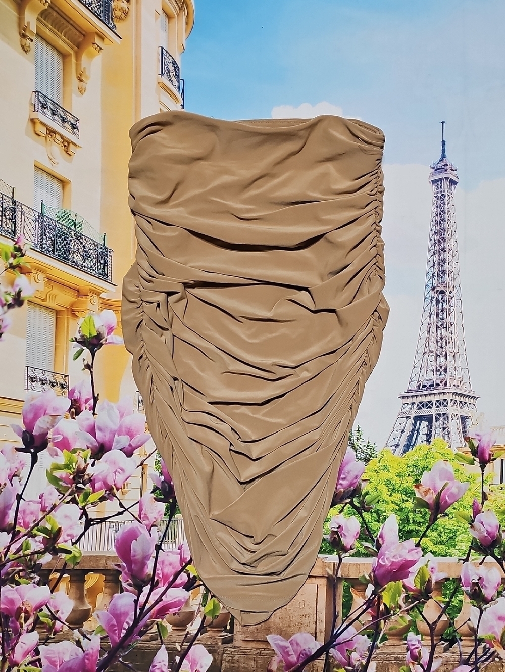Express Ruched Tan Skirt Size XS - Picture 2 of 6